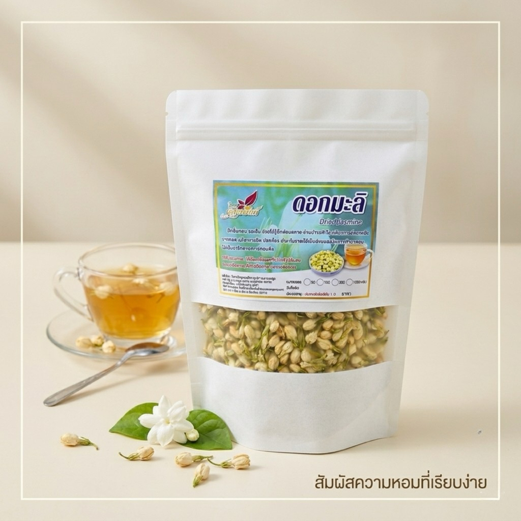 ดอกมะลิแห้ง | Dried Jasmine Flowers ดอกมะลิ กลิ่นหอมละมุนแบบธรรมชาติ ชงเป็นชาหอมๆ ฟีลดีตั้งแต่แก้วแรก
