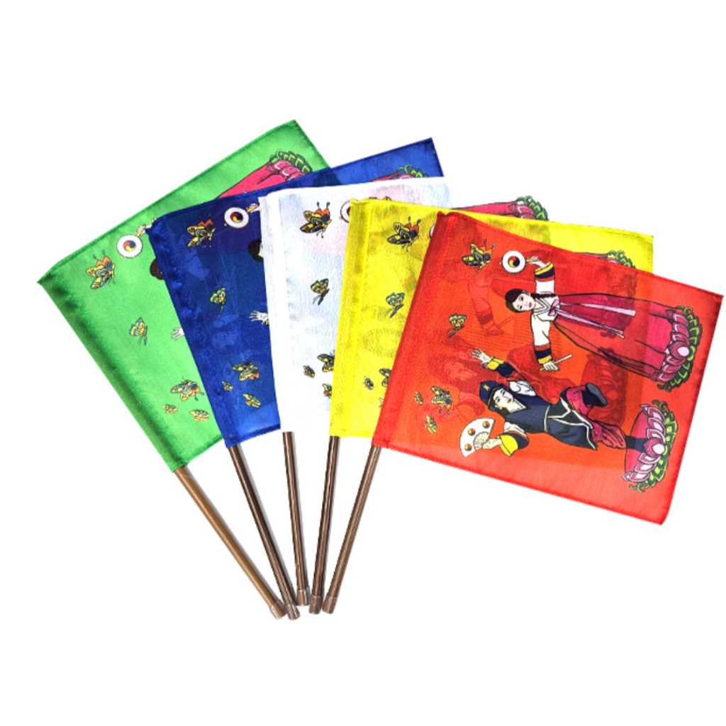 เกาหลี Dongja Obanggi ผ้าไหมธงชุด 5 สี 25x20 ซม. Feng Shui ตกแต่งภายใน Tarot อ่าน Spiritual ตกแต่งห้อง