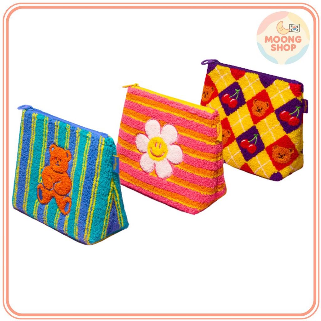[WIGGLE WIGGLE] Fleece Pouch Travel pouch กระเป๋าแต่งหน้า กระเป๋าเครื่องสําอาง แฟชั่นเกาหลี ไลฟ์สไตล