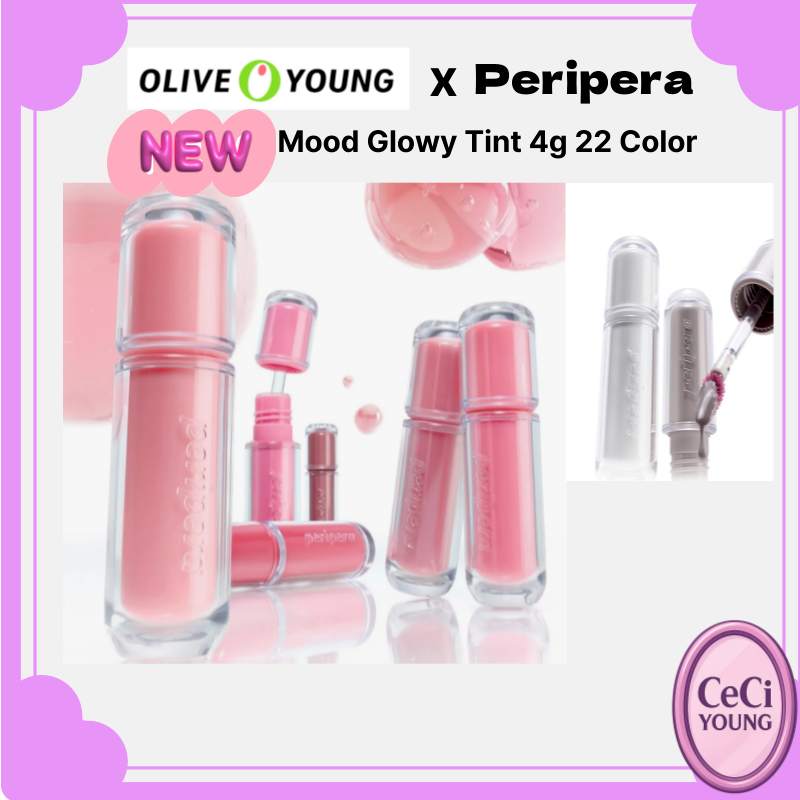 [Olive Young x Peripera ] NEW Mood Glowy Tint 4g 22 Color/ Glossy Hydrating Lip Tint Korean Lip Tint/ceciyoung