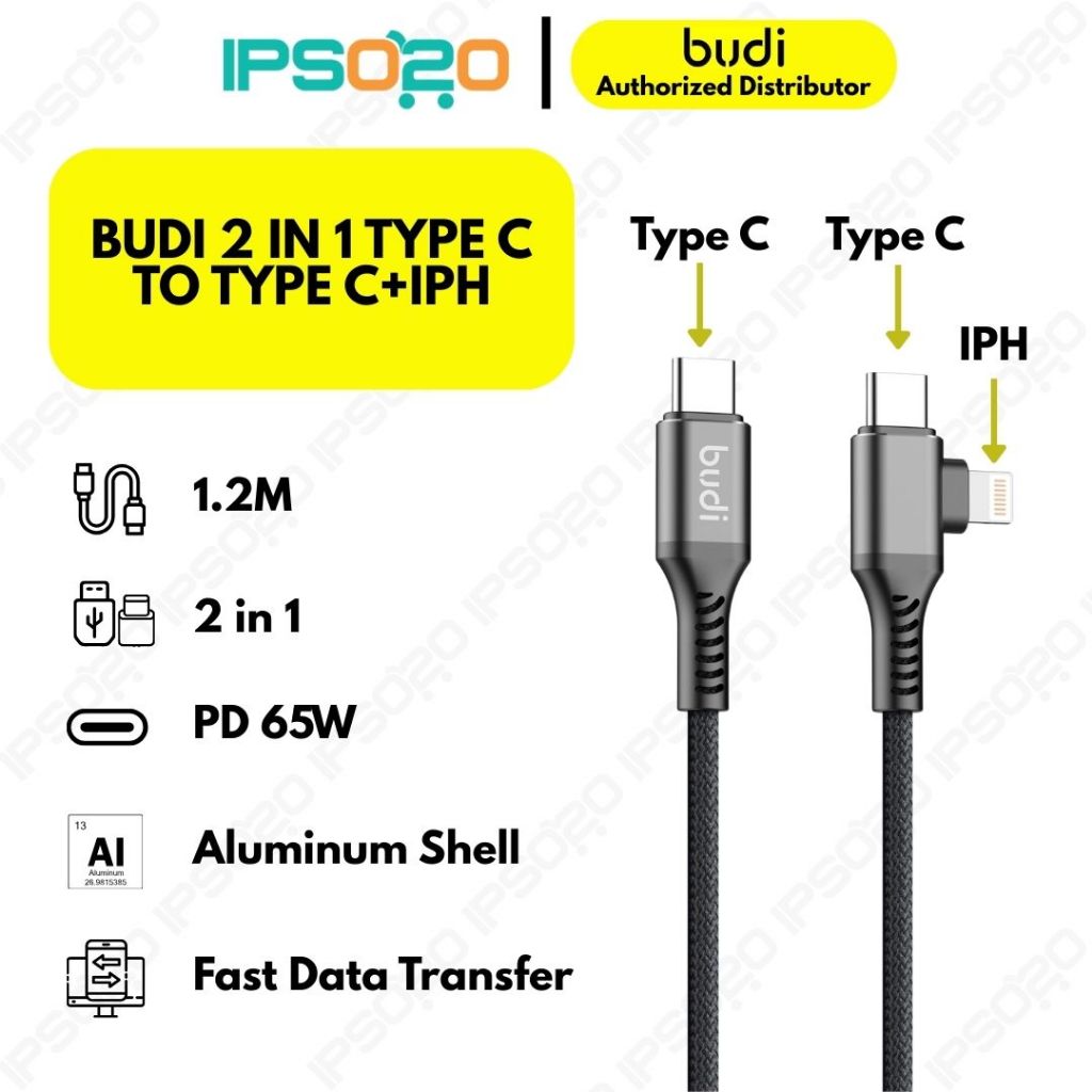 BUDI 2 IN 1 TYPE C ถึง TYPE C+IPH