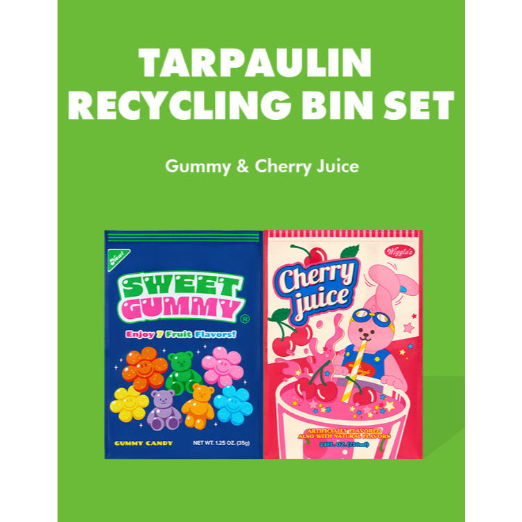 Wiggle Wiggle Tarpaulin Recycle Bin SET กระเป๋าเก็บของน่ารัก ถังขยะสีฟ้าสีชมพู