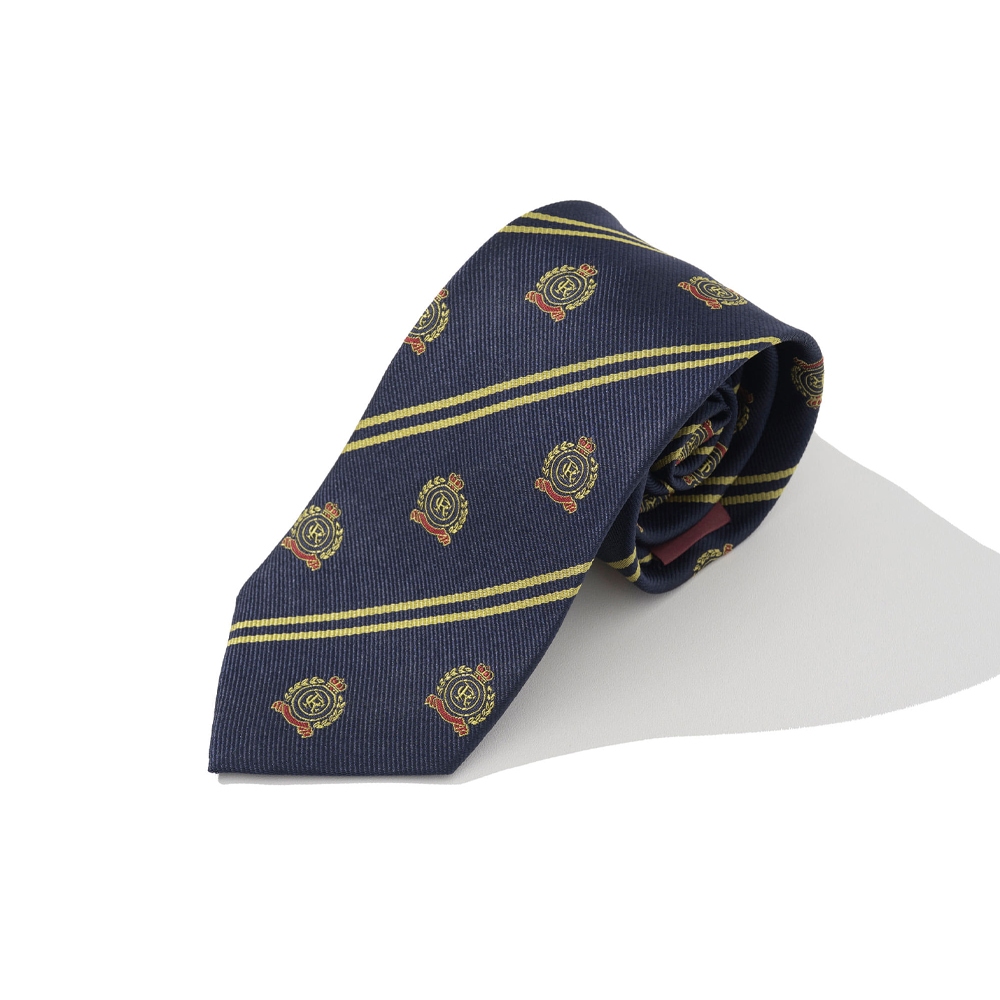 RENACTS Regimental Crest Silk Rep Tie สีเหลือง/กรมท่า | Ivy League Crest Tie