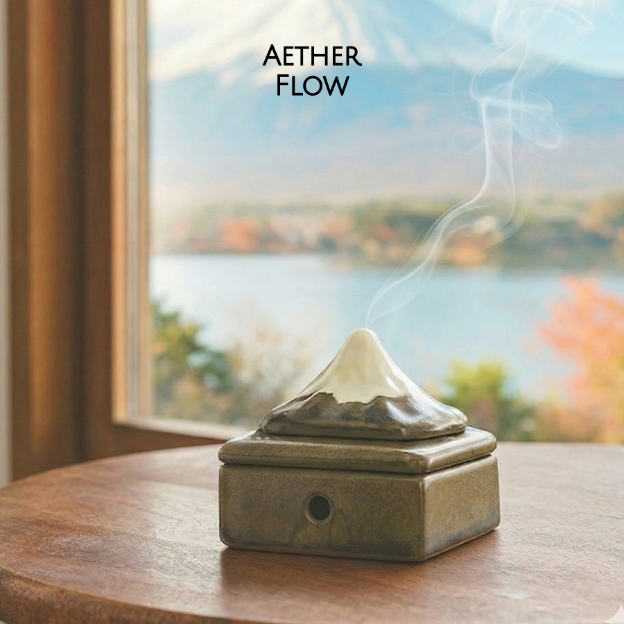 AETHER FLOW Handmade ญี่ปุ่น Mount Fuji เซรามิค Anti-fire ยุงม้วนถาดผู้ถือธูป Burner แผ่น