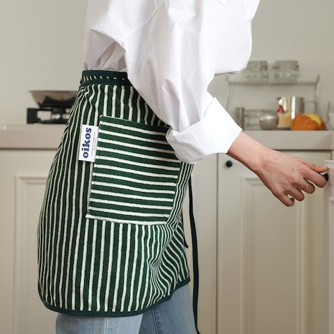 [OIKOS] ผ้ากันเปื้อนครัวกระเป๋า Terry Stripe (สไตล์เอว)