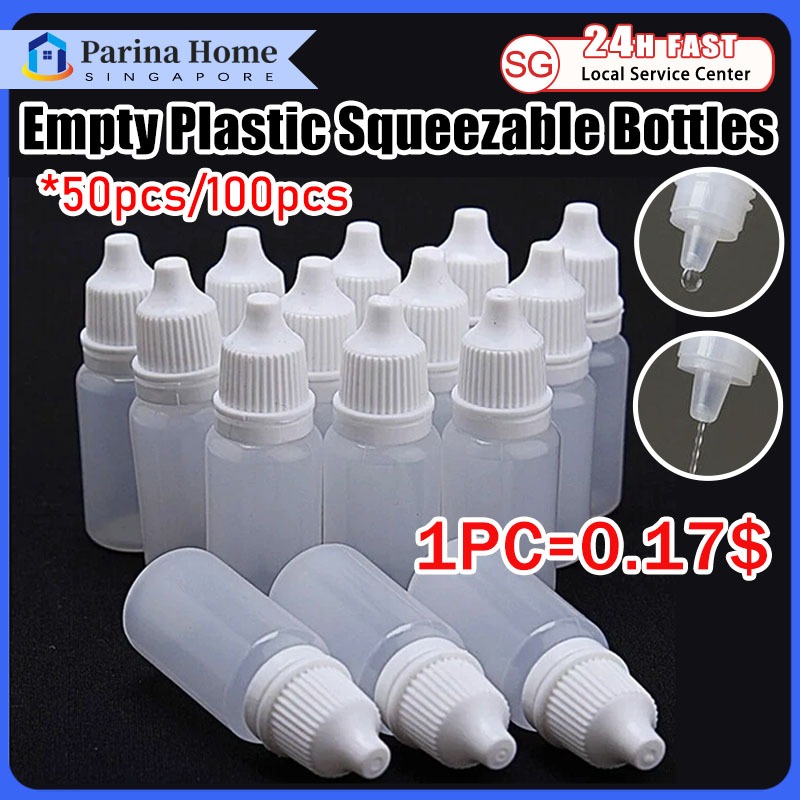 SG100PCS 10ML พลาสติกเปล่า Eye Drop ขวด Squeezable Dropper ขวดรีฟิล Liquid Dropper