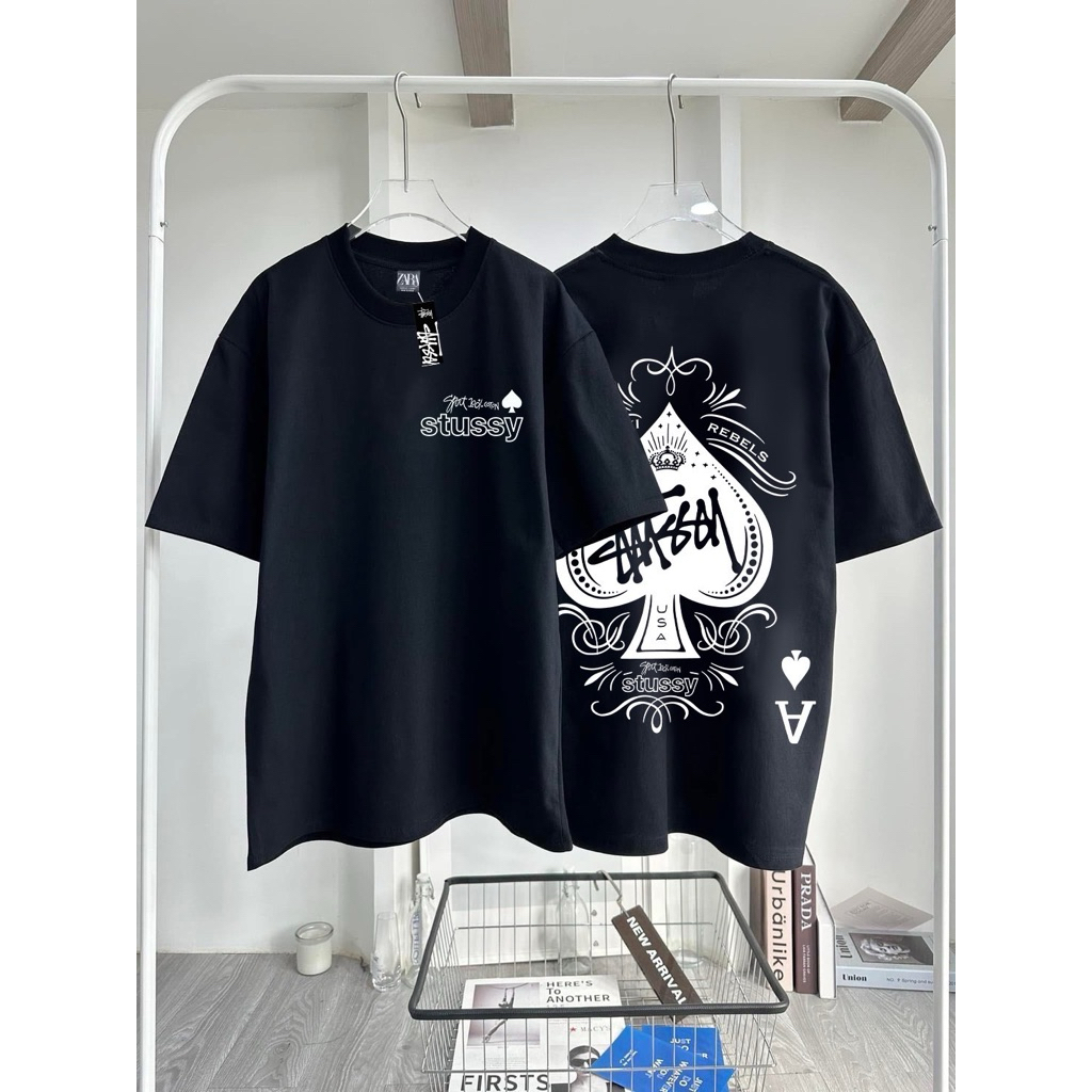 (R โพดำ) เสื้อยืดแนวสตรีท มีให้เลือกหลายไซส์ ผ้าคอตตอน100%