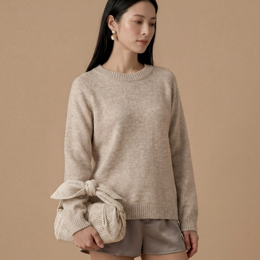 HV Alene เสื้อไหมพรมโอเวอร์ไซส์ - Taupe