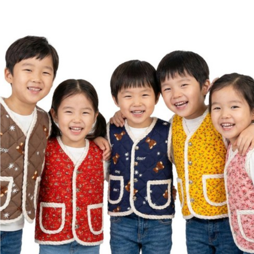 เด็ก WARM FLEECE QUILTED VEST*KOREAN TRENDING KIMCHI VEST • COZY • LIGHTWEIGHT