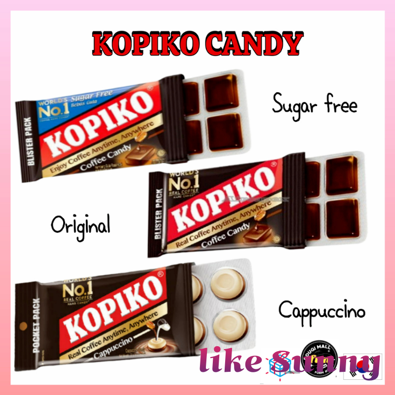 KOPIKO Sugar Free Coffee Candy Blister Pack (8 ชิ้น  1 แพ็ค) / Original Cdffee Candy /Cappccino Cand