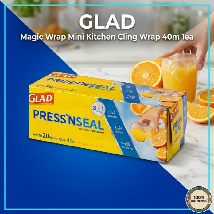Glad Magic Wrap Mini Kitchen Cling Wrap ที่เก็บอาหารรั่ว BPA Free 40m x 20cm 1ea