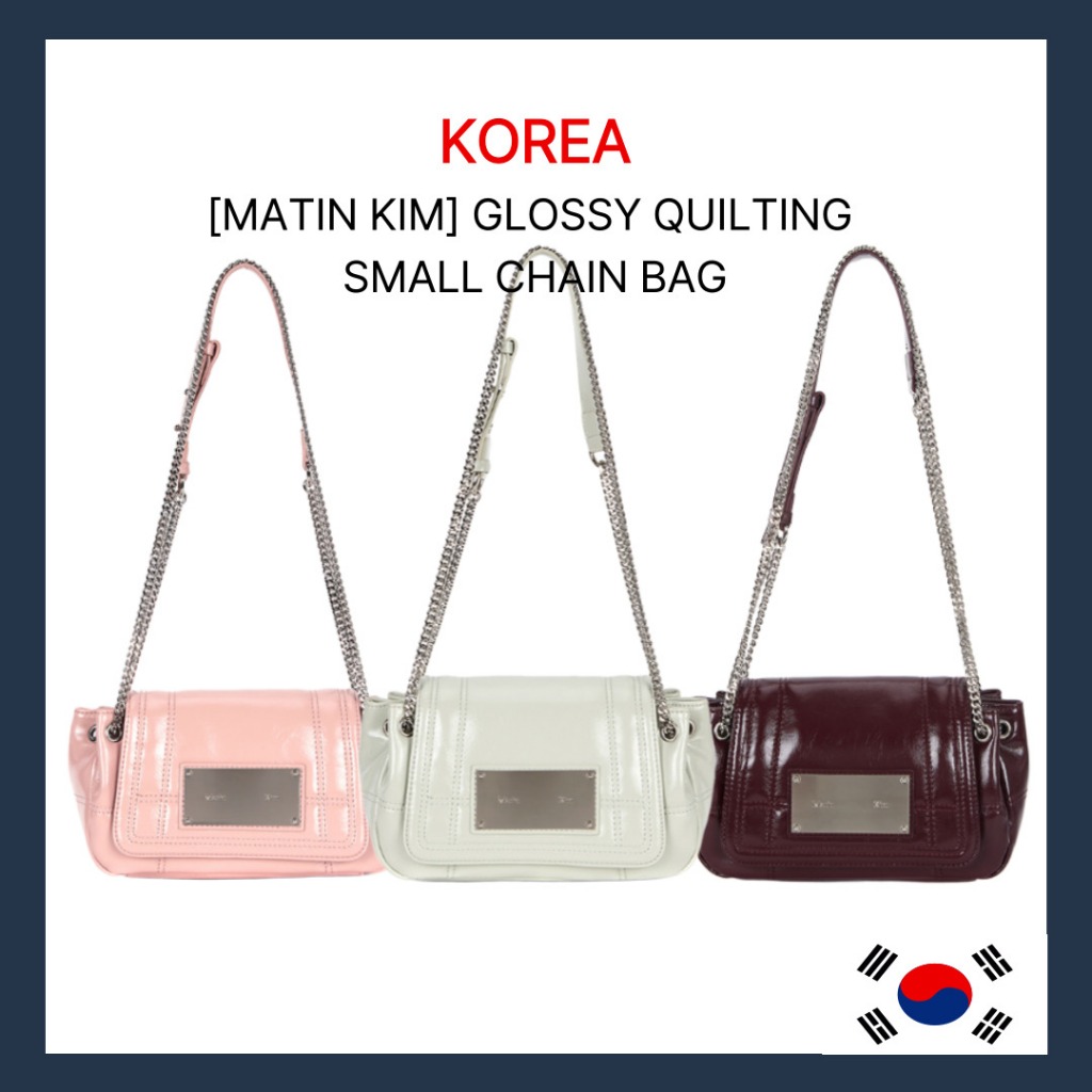 KR [MATIN KIM] GLOSSY QUILTING SMALL CHAIN BAG