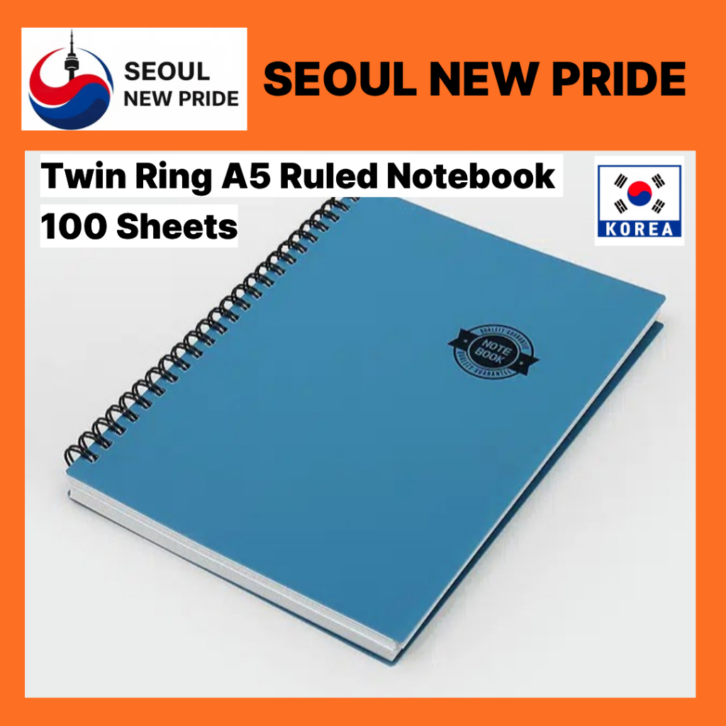 [Daiso Korea] Twin Ring A5 Ruled Notebook 100 แผ่นหนา 100g/m2 กระดาษทนทานคุณภาพสูง