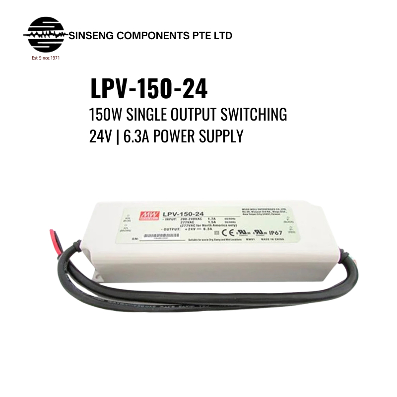 MeanWell LPV-150-24 Mean Well LPV แหล่งจ่ายไฟ 120W 24V 6.3A แรงดันไฟฟ้าคงที่ LED Driver สําหรับแสง/โ