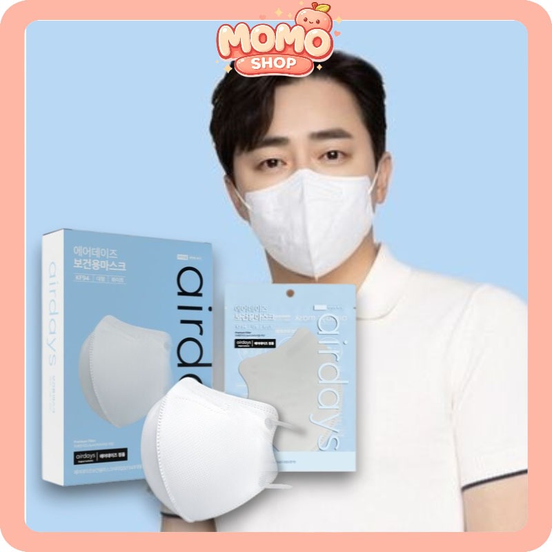 [Airdays] Korea 3D Mask White_Large 10EA / 4PLY MB Filter KF94 / BFE>99.9% / มาส์กหน้า 3D พรีเมี่ยม 