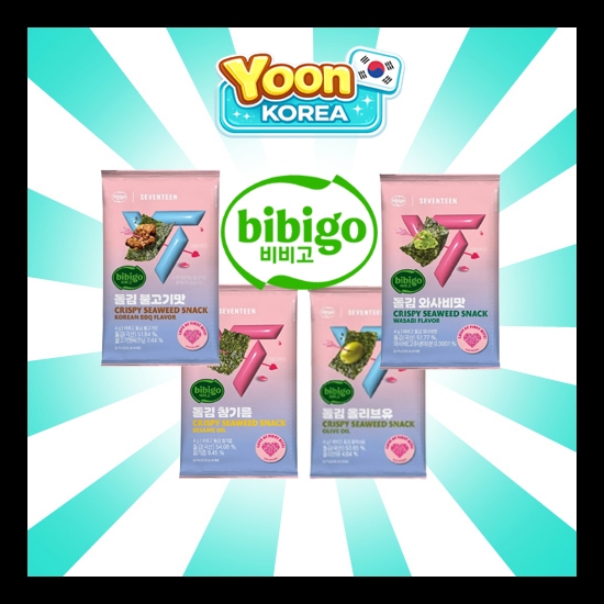 BIBIGO [บิบิโก] x SEVENTEEN สาหร่ายทะเลคั่ว 4g x 9 แพ็ค (น้ํามันงา / น้ํามันมะกอก / Bulgogi / วาซาบิ