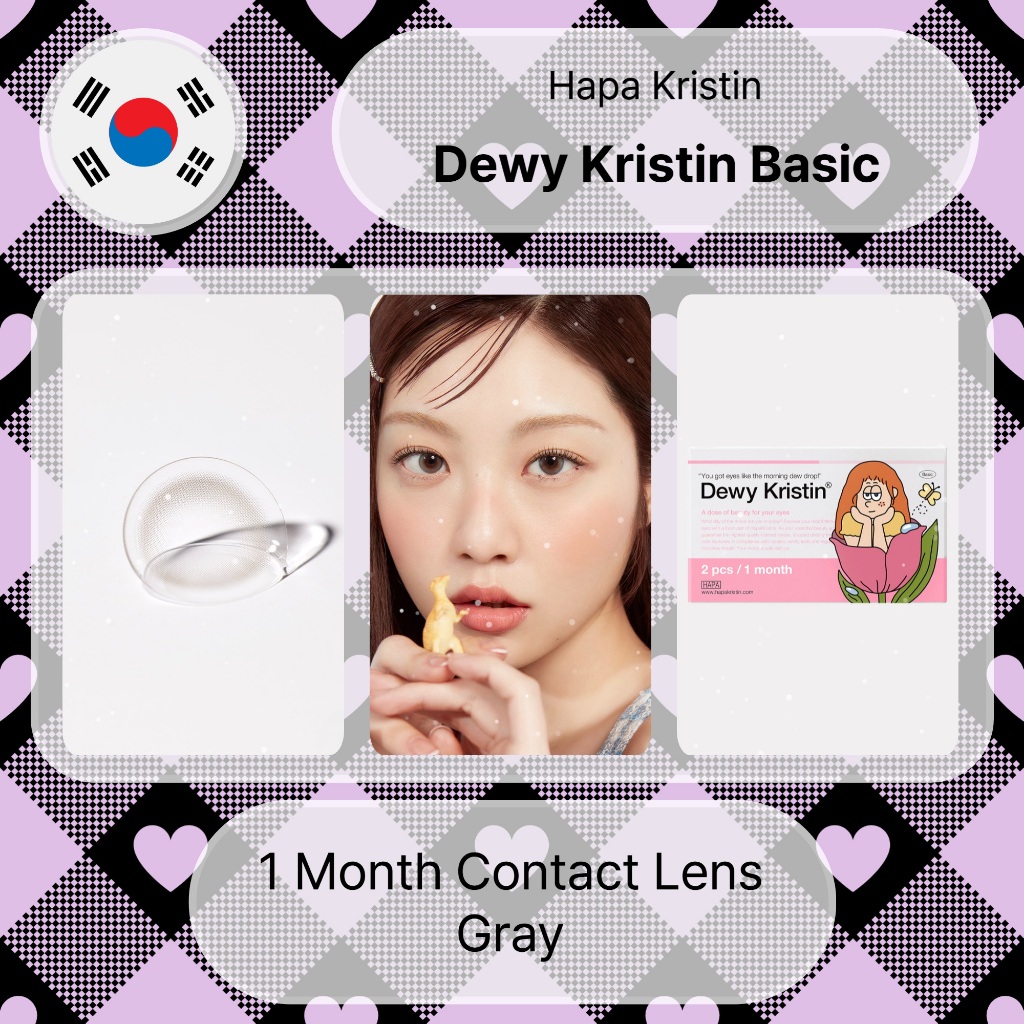 Hapa Kristin Dewy Basic Grey คอนแทคเลนส์รายเดือน 2P