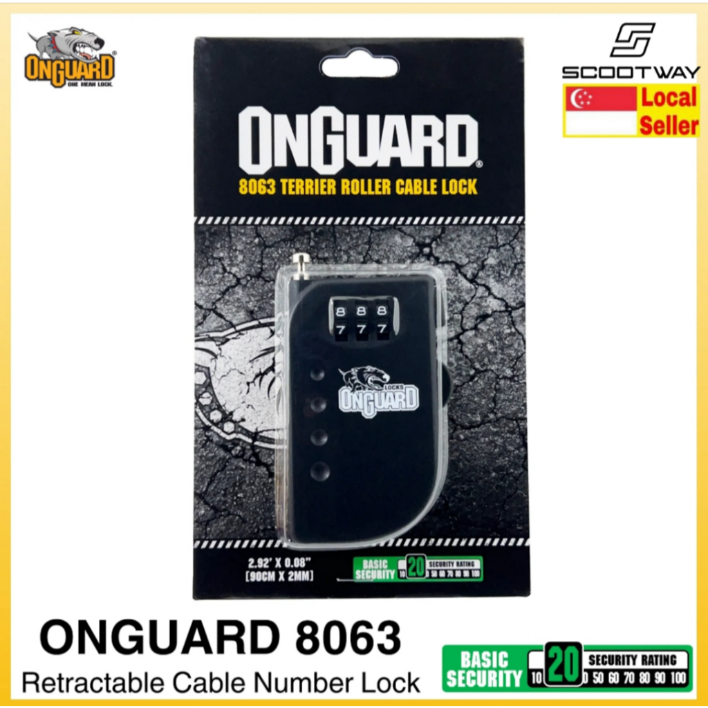 OnGuard 8063 Retractable Cable Number Bicycle Lock (90cm x 2mm dia)