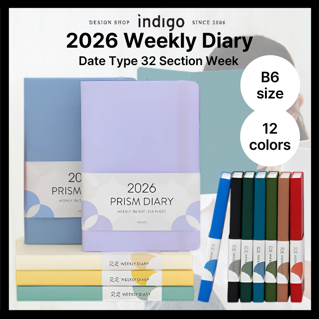 [INDIGO] 2026 B6 Weekly Diary (Date Type 32 Section Week) - 12 สี