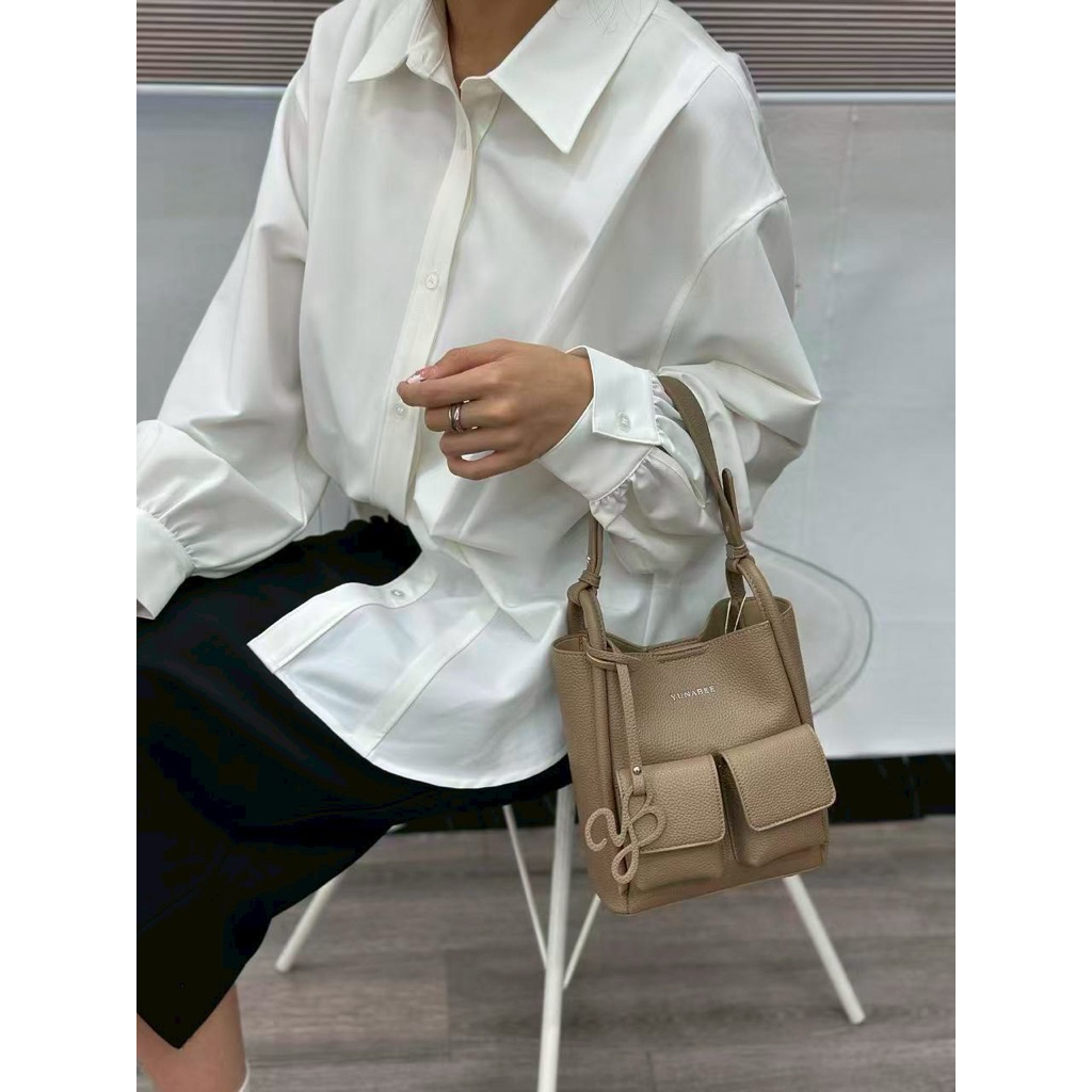YUNABEE 9003# กระเป๋าแบรนด์แท้ มีใบลูกด้านใน ขนาด7นิ้ว กระเป๋าทรงBucket Bag กระเป๋าทรงน้องถังสวยหรู กระเป๋าPUเนื้อนุ่ม