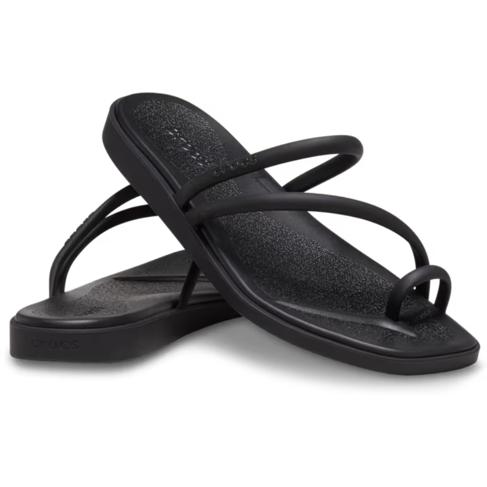 Crocs Miami Toe Loop รองเท้าแตะสีดำและขาว สะดวกสบาย สำหรับทั้งชายและหญิง