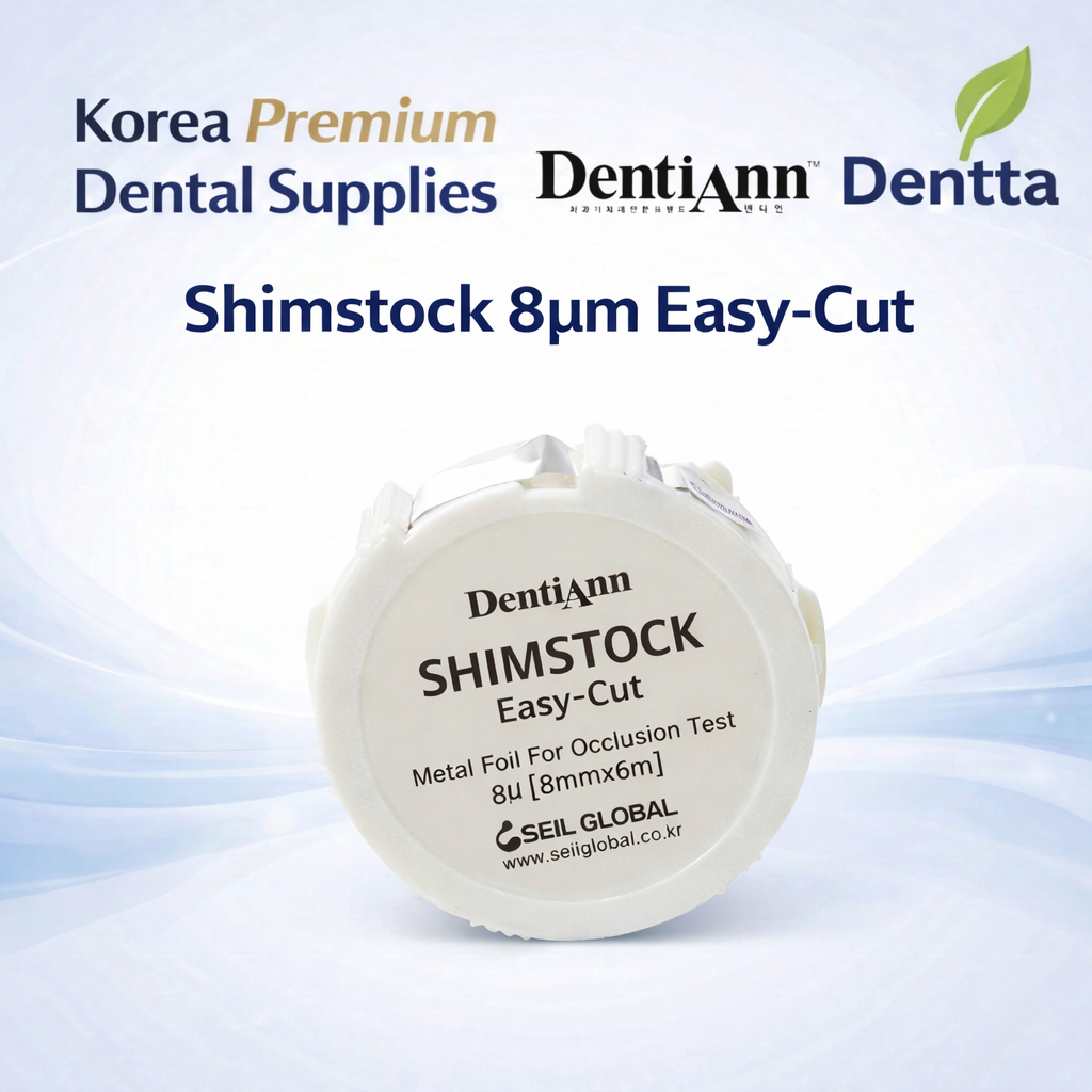 DentiAnn Shimstock Easy-Cut 8um ทันตกรรมฟอยล์โลหะสําหรับ Occlusion 1/3 ม้วนเกาหลี