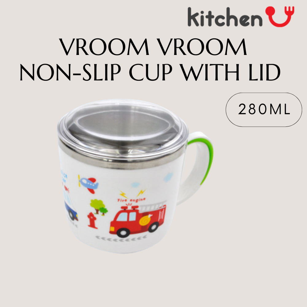 KITCHENU Vroom Vroom ถ้วยฝาสแตนเลสกันลื่น (280 มล.)