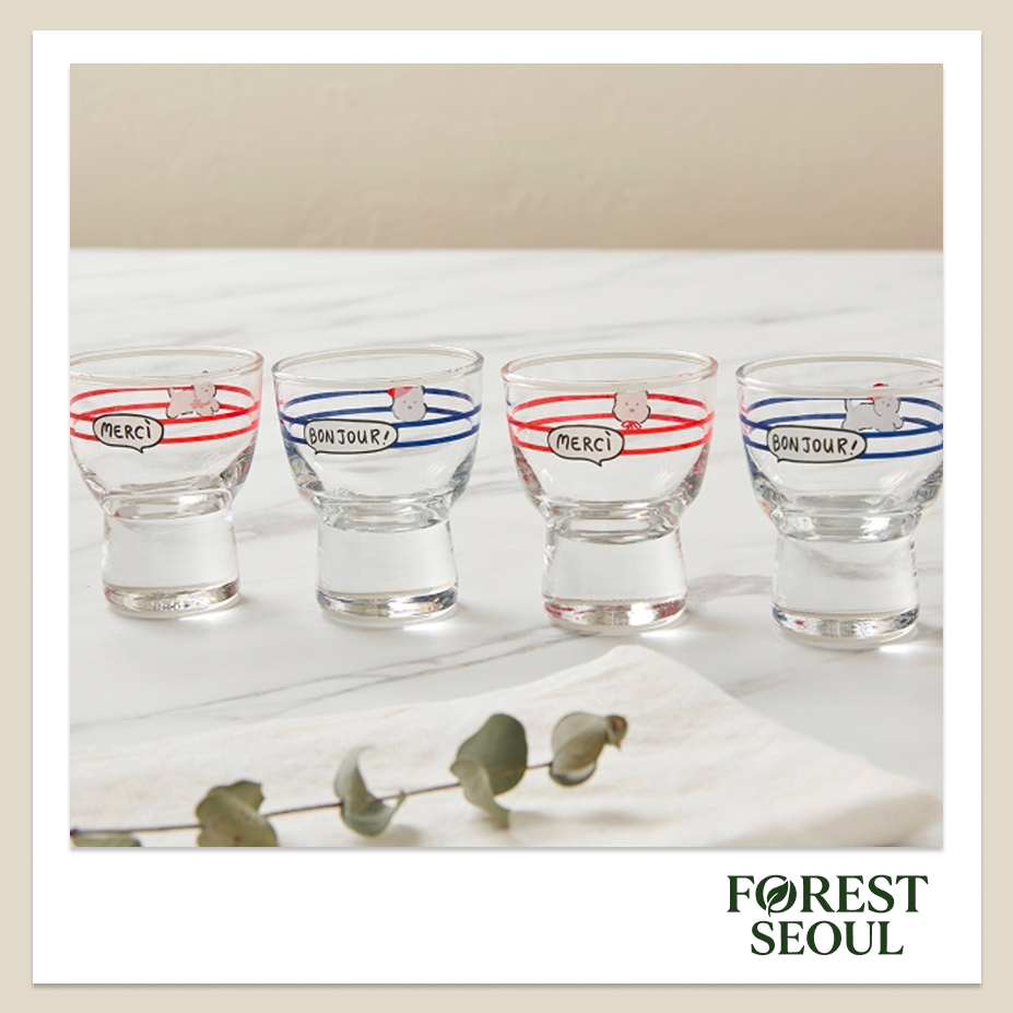 [Modern House] Aesthetic Puppy Character Soju Glass Set (4P) - แก้วน้ําเกาหลีน่ารัก