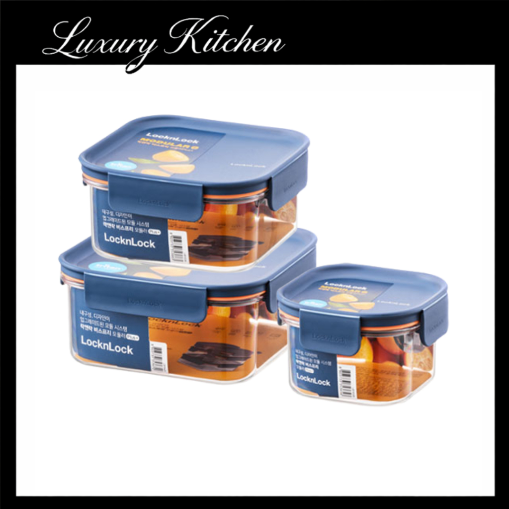 [LocknLock] Bisfree Modular Plus กล่องใส่อาหาร Square Airtight Storage Box 260ml 600ml 1.0L LBF450R 