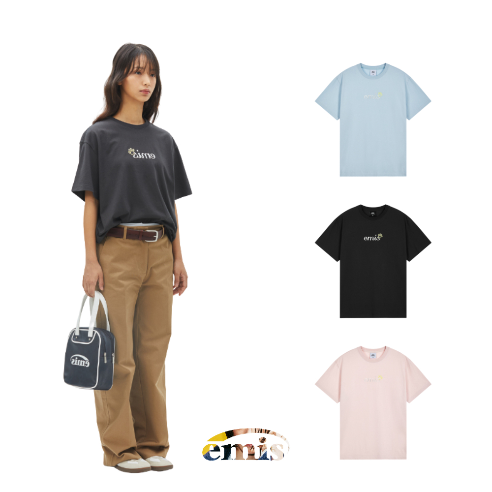 🇰🇷 EMIS แบรนด์เกาหลี EMIS ส่งตรงจากเกาหลี Logo เสื้อยืดแขนสั้น Jisoo BLACKPINK Same Style Karina aes