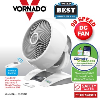 [NEA CLIMATE VOUCHER $400] Vornado Energy Smart™ Air Circulator – Remote Control, Oscillation, Timer, 99--Speed (6303DC)