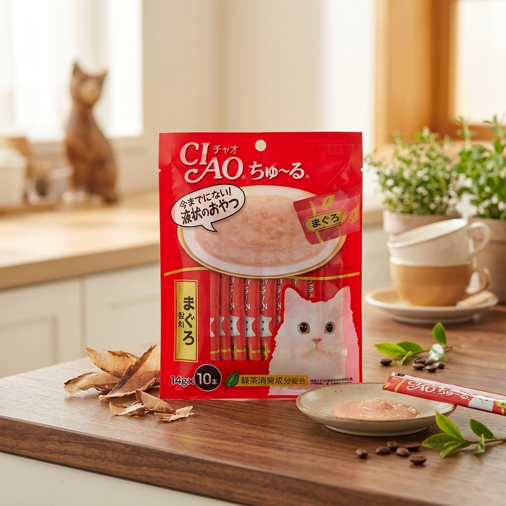 Inaba Ciao Churu Tuna Cat Treats 10 ชิ้น | ขนมสัตว์เลี้ยงเกาหลี | ผลิตในเกาหลี