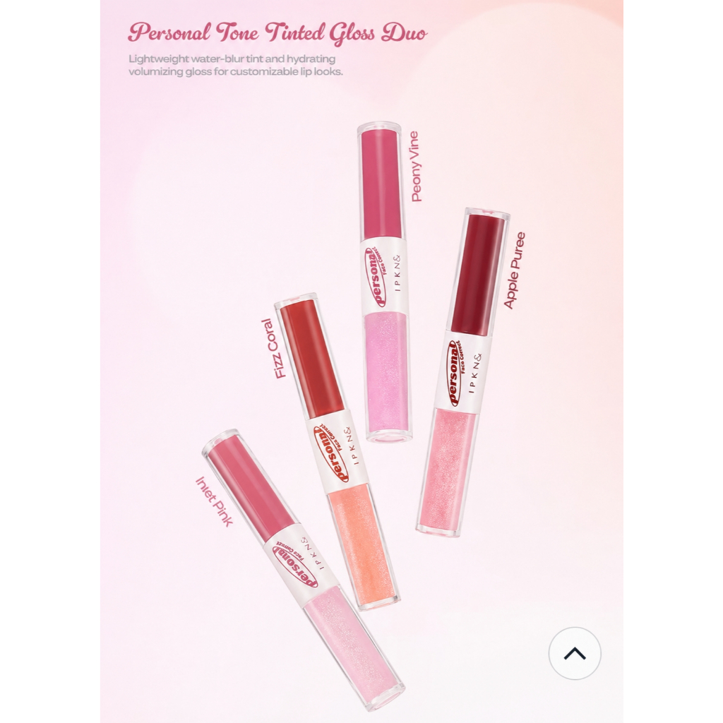 IPKN Personal Tone Tinted Gloss Duo, 2 สี Hydrating Lip Gloss Set