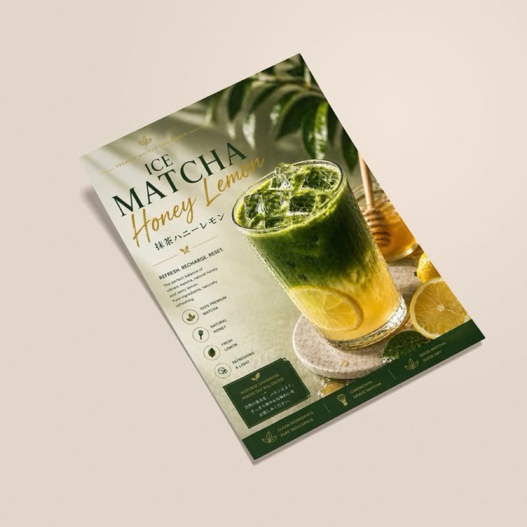 สติกเกอร์ตกแต่งคาเฟ่ลายมัทฉะ (Matcha menu sticker) ขนาด A4