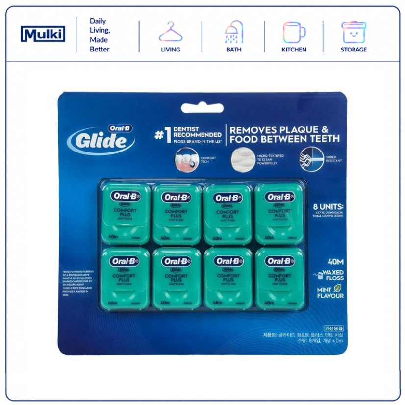 Oral-B Glide Mint Dental Floss 8P 40m Smooth Mint Floss เกาหลี