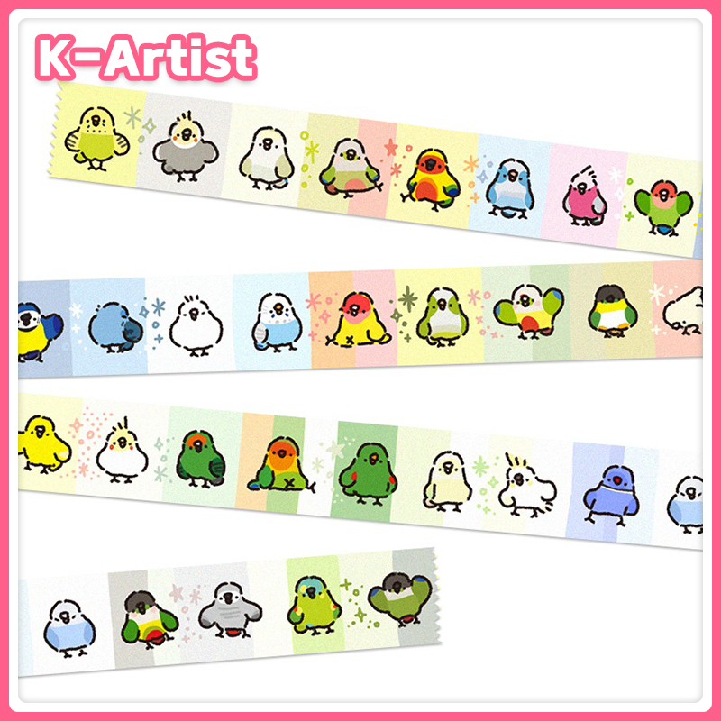 Parrot Washi Tape Set Cute Bird Masking Tape DIY Craft Scrapbooking 2 Designs | K-Artist