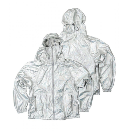 [rnrn] Rooftop Runner Windbreaker Silver Metallic Lightweight Performance Running Jacket