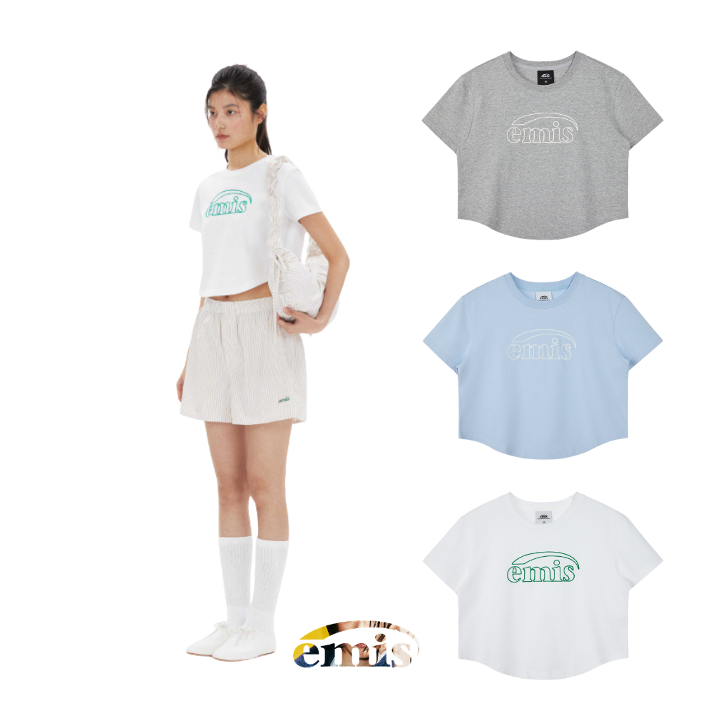 🇰🇷 EMIS EMIS Korea Brand ส่งตรงจากเกาหลี เสื้อยืดแขนสั้น ใส่โดย Jisoo Lisa BLACKPINK Same Style ดารา