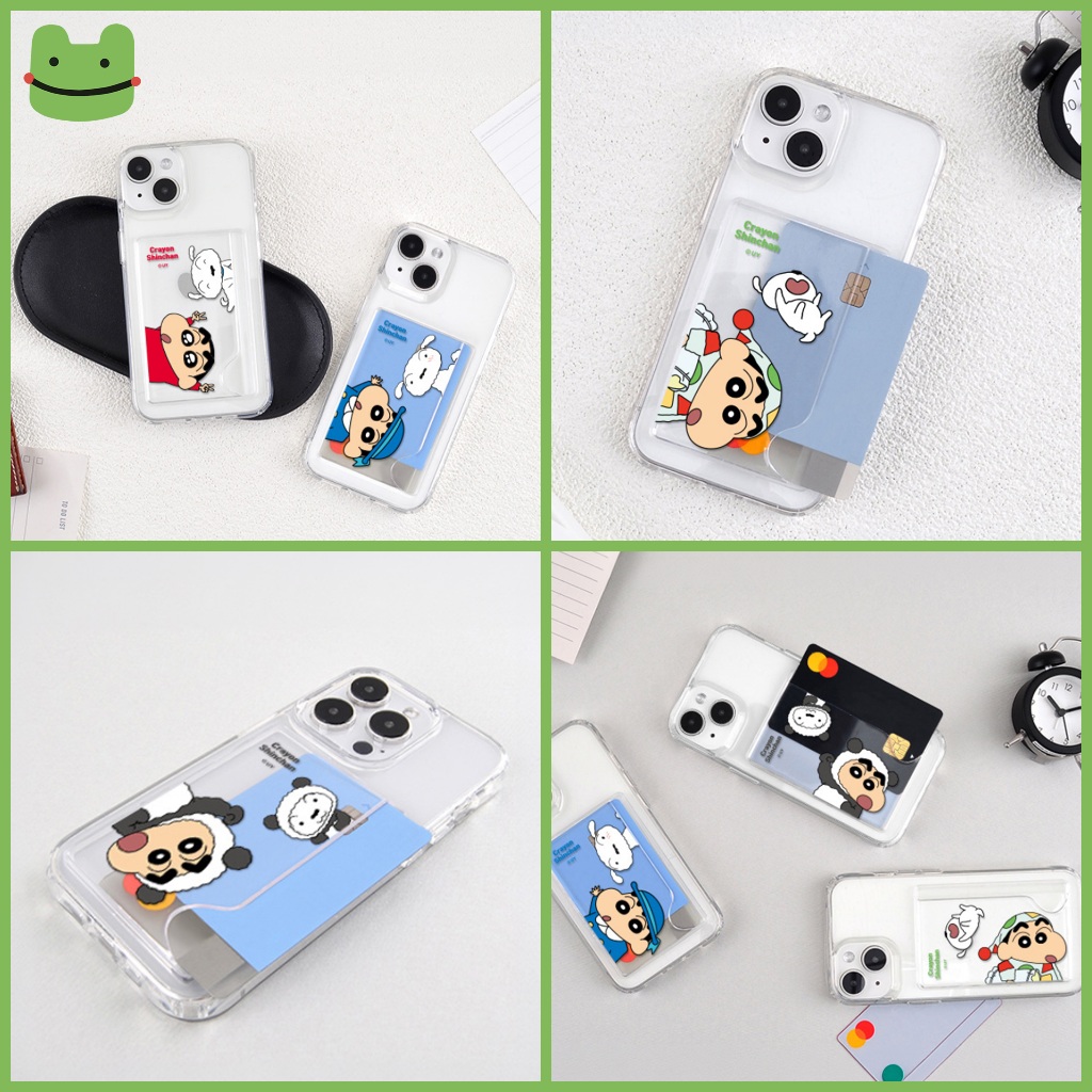 🇰🇷 เคสโทรศัพท์ Crayon-Shinchan เกาหลี น่ารัก Shinchan 2-Card Storage Bumper Jell Hard Case  COQUAD