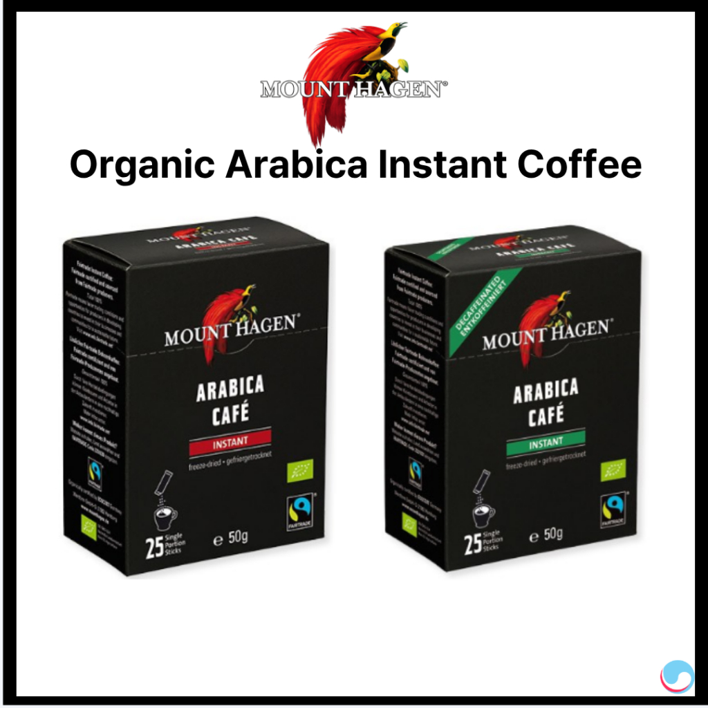 [MOUNT HAGEN] กาแฟสําเร็จรูปอาราบิก้าออร์แกนิก 50g (2g X 25 Sticks) Decaf Cafe