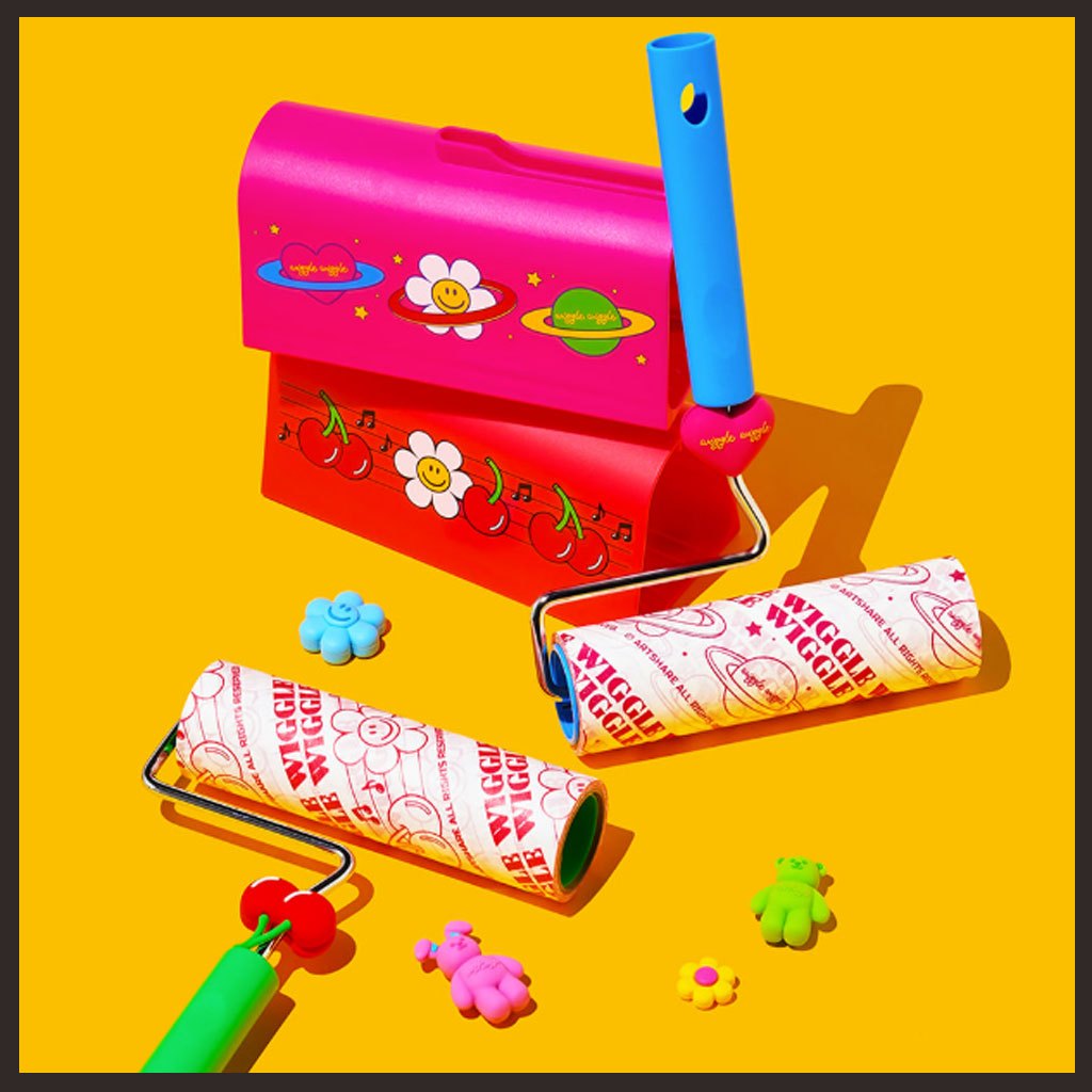 WIGGLE WIGGLE ชุดทําความสะอาดเทปตัวอักษรน่ารัก Lint Roller ฝุ่นผม Remover ลูกกลิ้งทําความสะอาดแบบพกพา