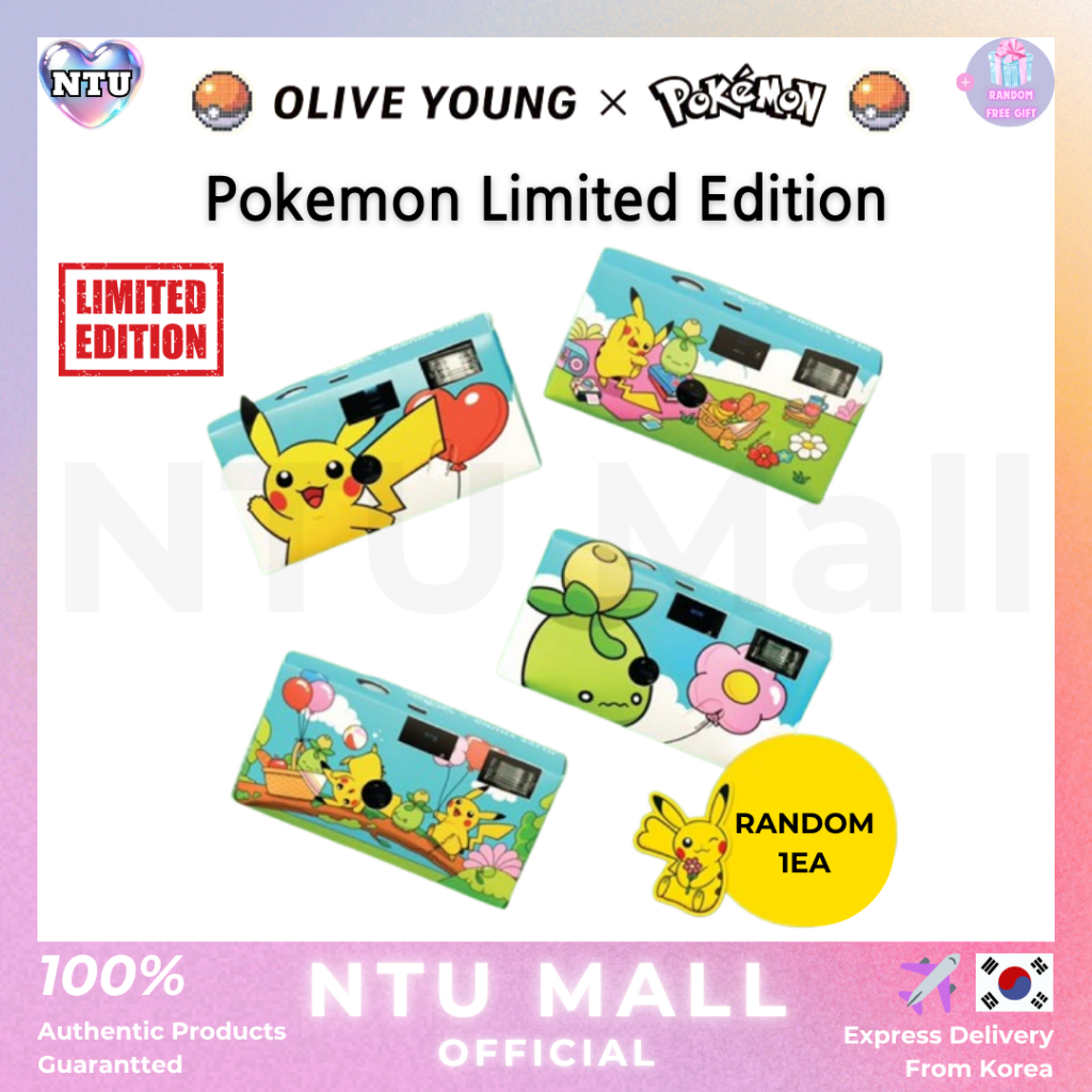 [OLIVE YOUNG x Pokemon] ใหม่ Pokemon Collabo Edition Limited กล้องฟิล์มแบบใช้แล้วทิ้ง (สุ่ม 1ea)