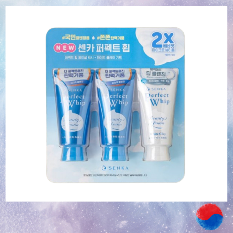 [Senka] Perfect Whip Facial Wash + White Clay (Foaming Cleanser 2 + Deep Cleansing 1)