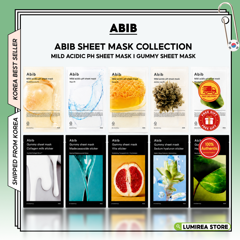 Abib Sheet Mask | Mild Acidic pH Sheet Mask & Gummy Sheet Mask | มาส์กบํารุงผิวเกาหลีรายวัน