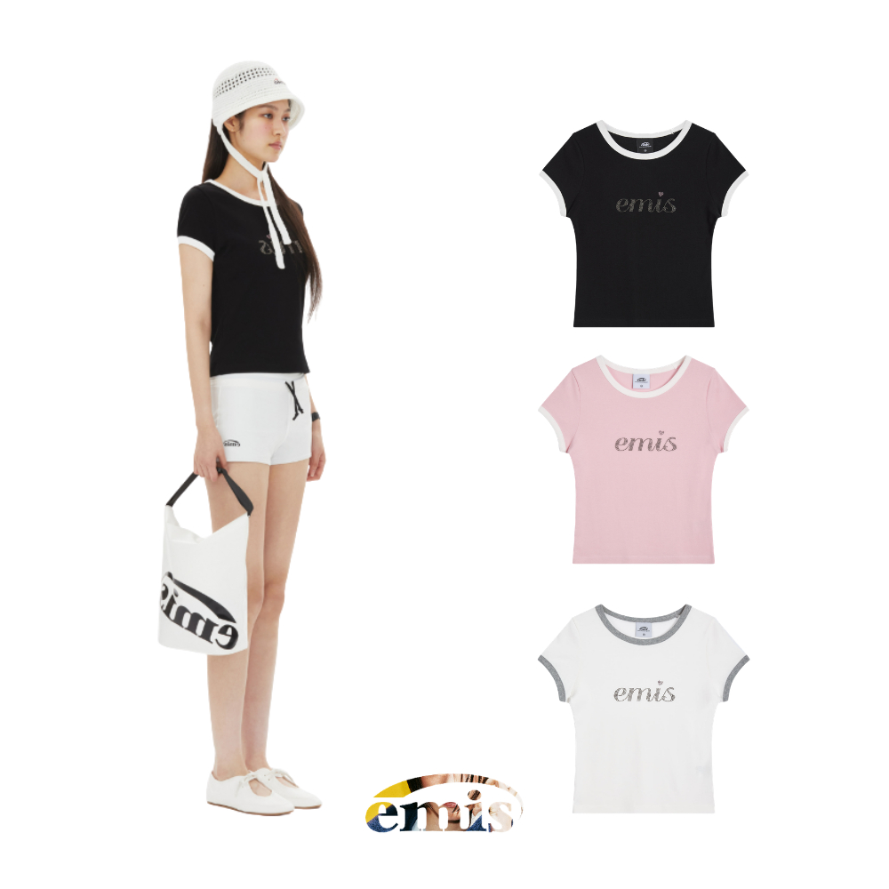 🇰🇷 EMIS แบรนด์เกาหลี EMIS ส่งตรงจากเกาหลี เสื้อยืดแขนสั้น Jisoo BLACKPINK Same Style Karina aespa Sa