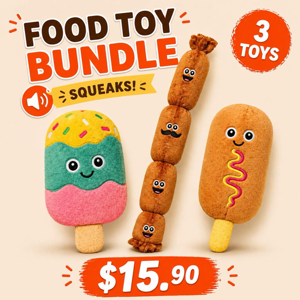 $15.9 DOG TOY FOOD BUNDLE PUPPY TOY DOG BIRTHDAY DOG SQUEAKY ของเล่น