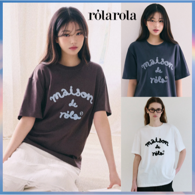 [ ROLAROLA ] MAISON DE ROLA EMBROIDERY LOOSE FIT T-SHIRT 3COLOR korea แท้ 100%