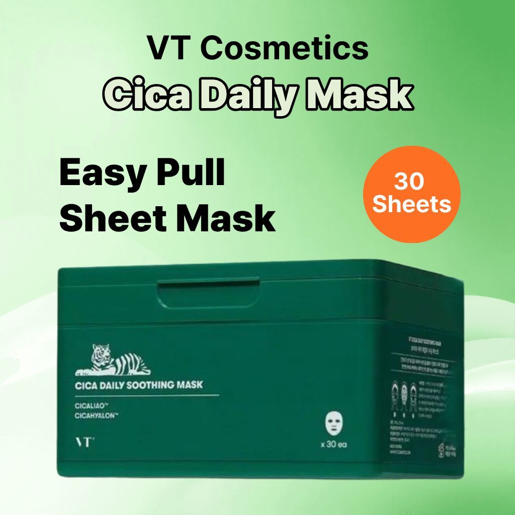 [VT Cosmetics] Cica Daily Soothing Mask 30 แผ่น / Hydration & Calming Mask / Daily Sheet Mask / K-Be