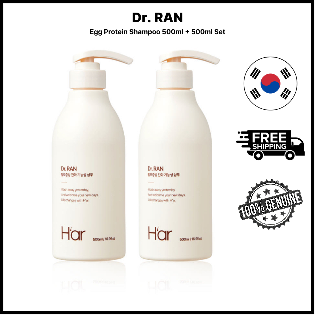 [จัดส่งฟรี] Dr.RAN Egg Protein Shampoo 500ml + 500ml Set Hair Loss Relief Salon Protein Care K-Beaut