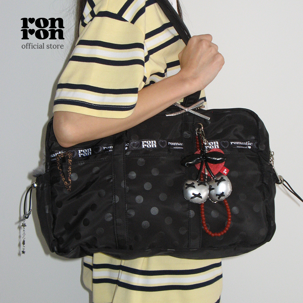 [RONRON] Minimal Slouchy Duffle Bag / BLACK DOT